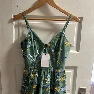 Dress the Population Green Floral Backless Dress